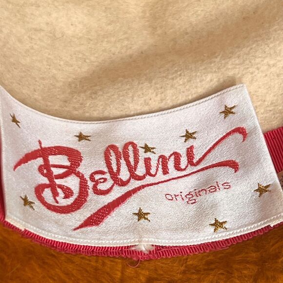 Vintage 60s 2 Tone White Rust Brown Breton Pinched Crown Fedora Hat Mod Bellini - Picture 12 of 14